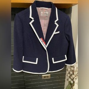Thom Browne Neiman Marcus Target Navy White Wool Nautical Blazer Jacket XL